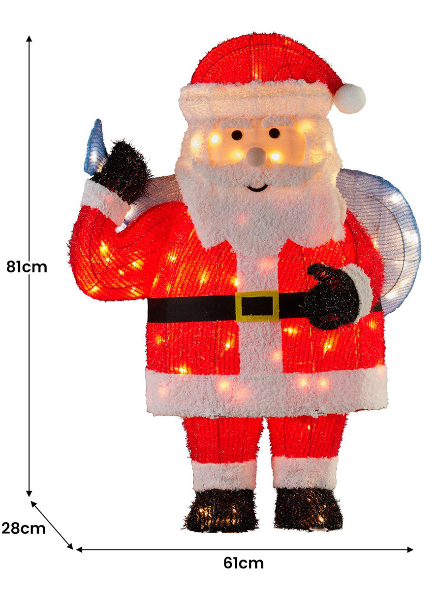 Light Up Christabelle Santa Claus Christmas Decoration 81cm - Measurements Image