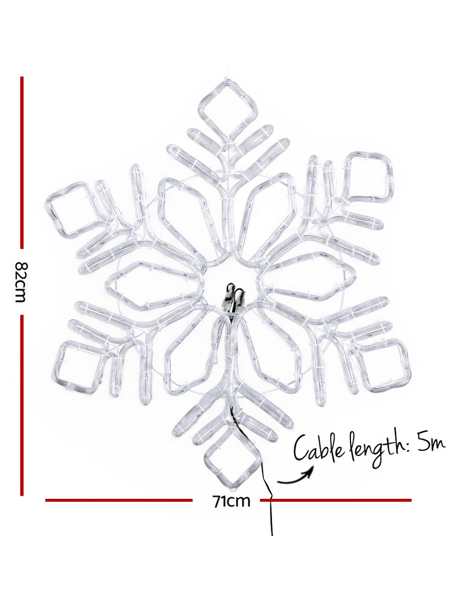 Cool Blue Snowflake Rope Light Decoration 82cm - Dimensions Image 1