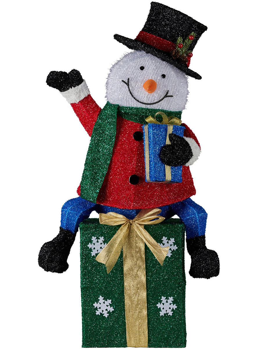 Christabelle Light Up Snowman on Presents Christmas Decoration 85cm - Alternate Image