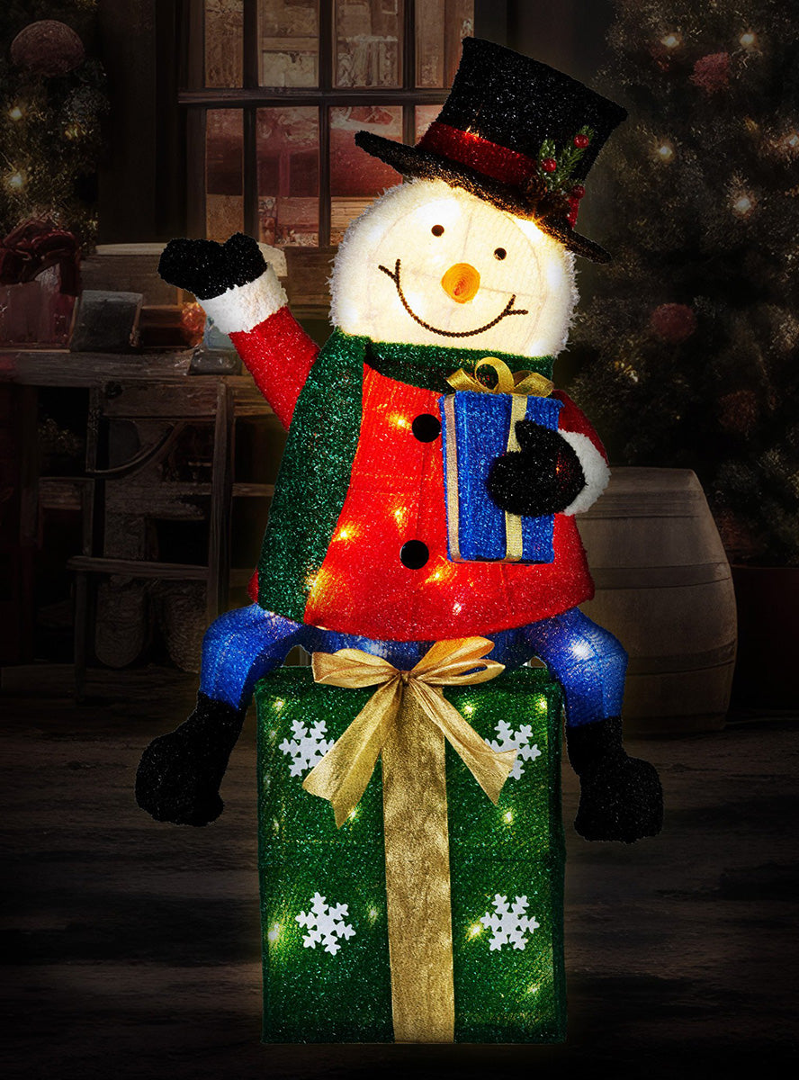 Christabelle Light Up Snowman on Presents Christmas Decoration 85cm - Alternate Lifestyle Image