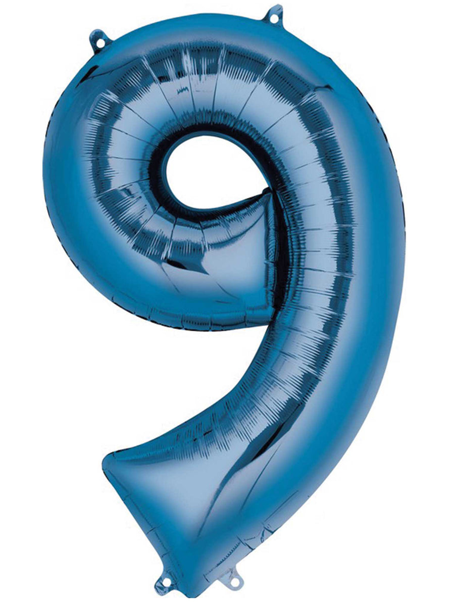 86cm Blue Supershape Number 9 Foil Balloon - Main Image
