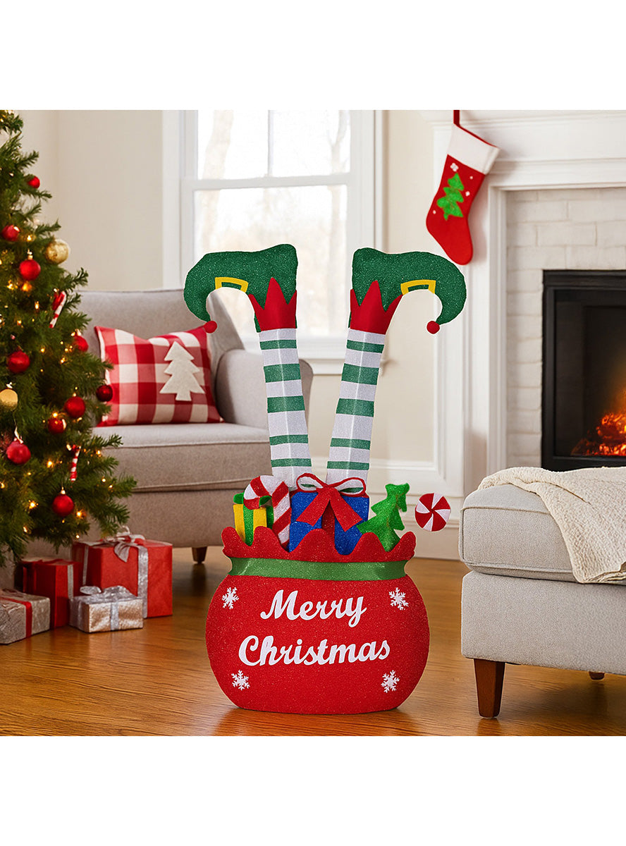 Light Up LED Christabelle Upside Down Elf Christmas Decoration 86cm - Lifestyle Image