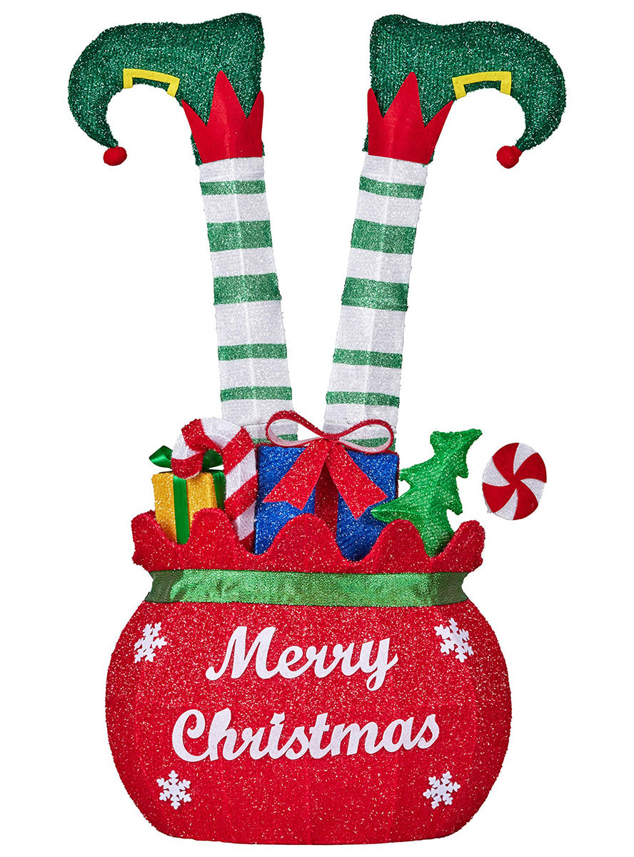 Light Up LED Christabelle Upside Down Elf Christmas Decoration 86cm - Alternate Image