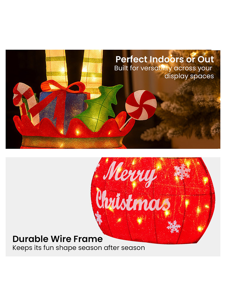 Light Up LED Christabelle Upside Down Elf Christmas Decoration 86cm - Details Image 2
