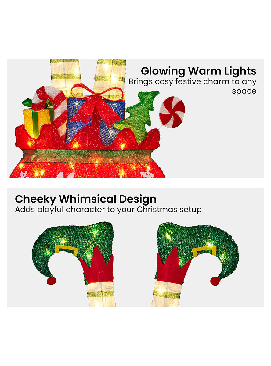 Light Up LED Christabelle Upside Down Elf Christmas Decoration 86cm - Details Image 3