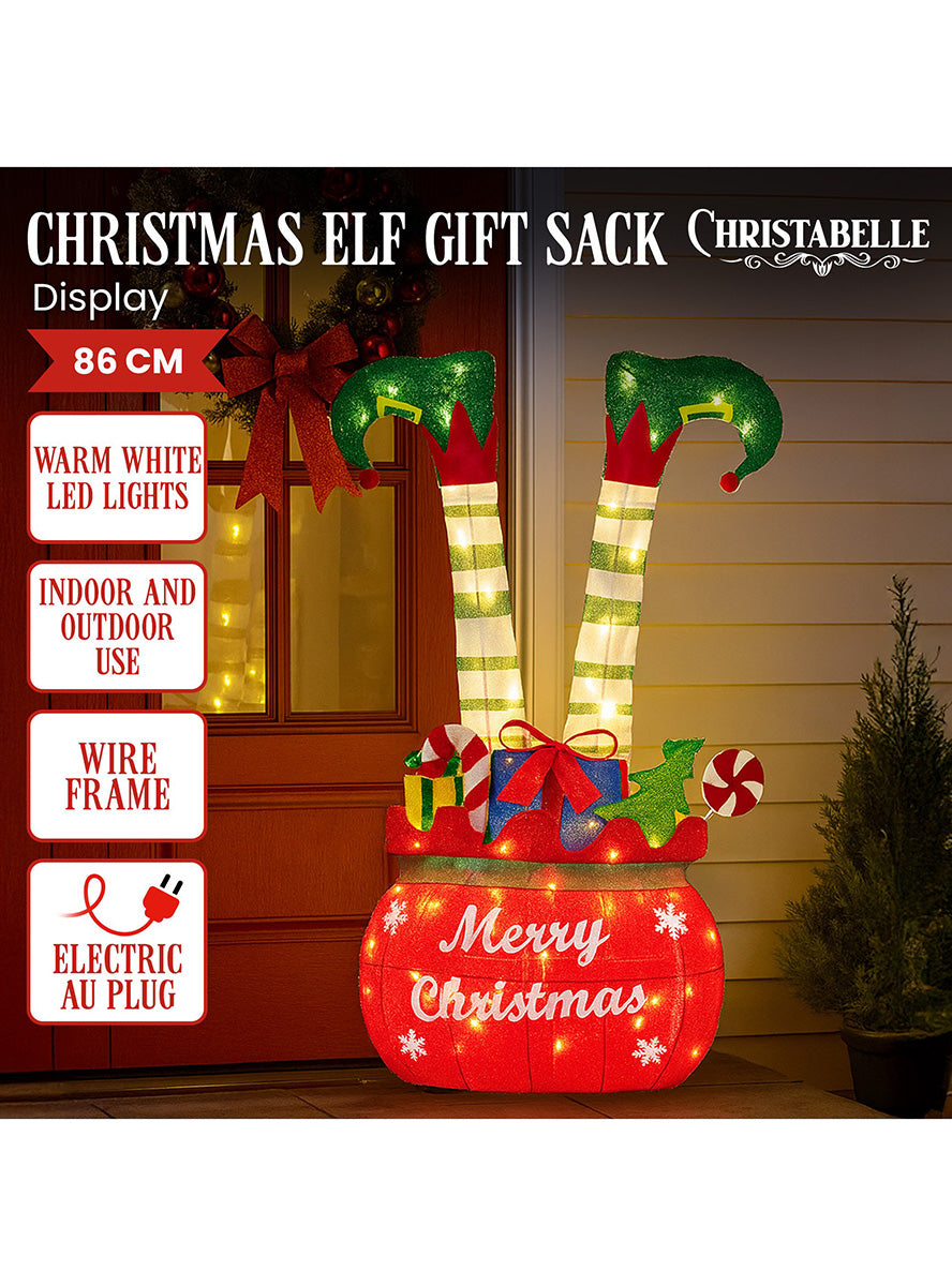 Light Up LED Christabelle Upside Down Elf Christmas Decoration 86cm - Details Image