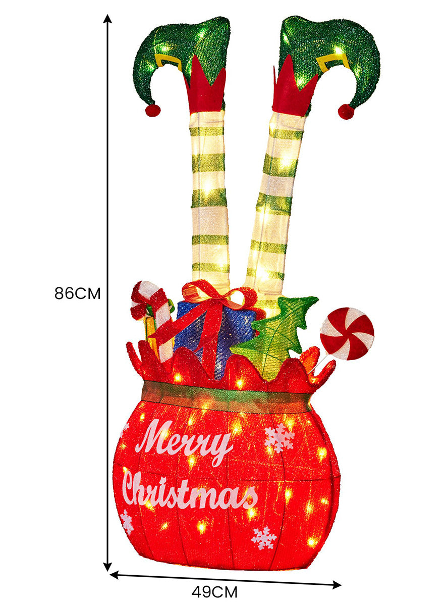 Light Up LED Christabelle Upside Down Elf Christmas Decoration 86cm - Measurements Image