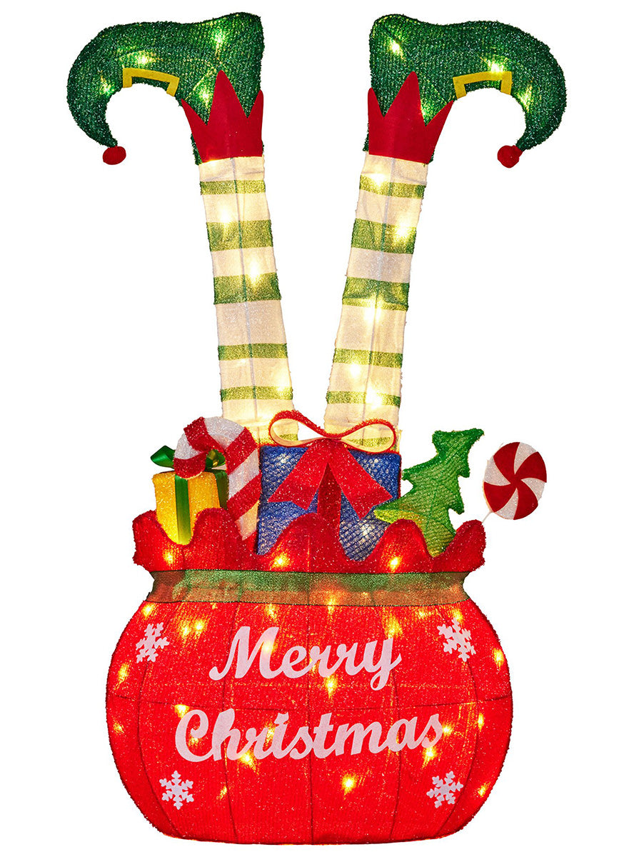Light Up LED Christabelle Upside Down Elf Christmas Decoration 86cm - Main Image