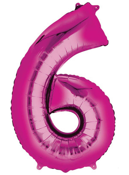 86cm Pink Supershape Number 6 Foil Balloon - Main Image