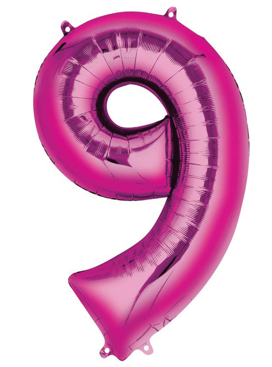 86cm Pink Supershape Number 9 Foil Balloon - Main Image