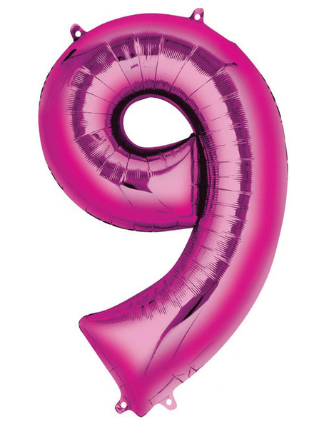 86cm Pink Supershape Number 9 Foil Balloon - Main Image