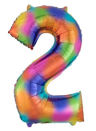 86cm Rainbow Supershape Number 2 Foil Balloon - Main Image