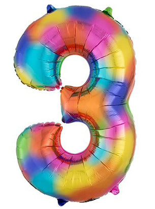 86cm Rainbow Supershape Number 3 Foil Balloon - Main Image