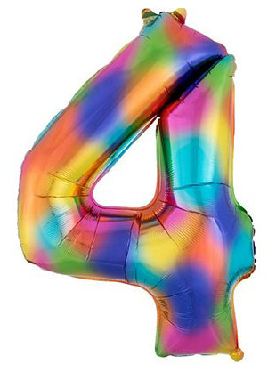 86cm Rainbow Supershape Number 4 Foil Balloon - Main Image