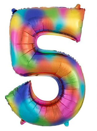 86cm Rainbow Supershape Number 5 Foil Balloon - Main Image