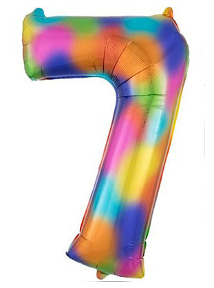 86cm Rainbow Supershape Number 7 Foil Balloon - Main Image