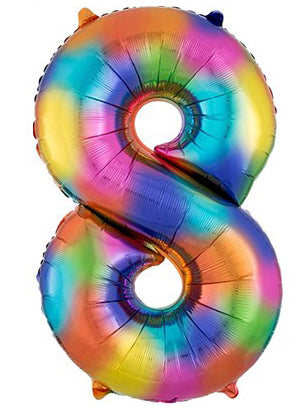 86cm Rainbow Supershape Number 8 Foil Balloon - Main Image