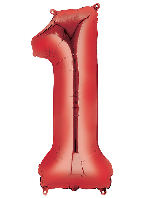 86cm Red Supershape Number 1 Foil Balloon - Main Image