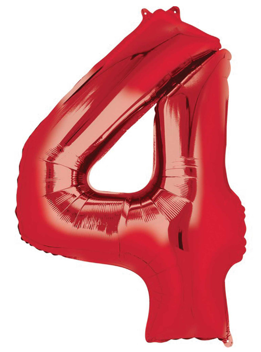 86cm Red Supershape Number 4 Foil Balloon - Main Image