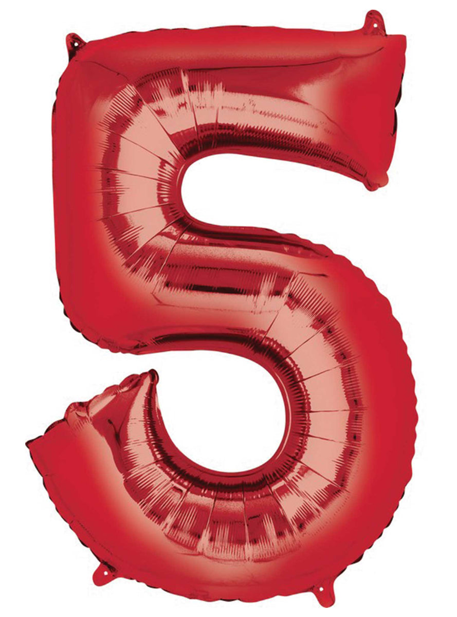 86cm Red Supershape Number 5 Foil Balloon - Main Image