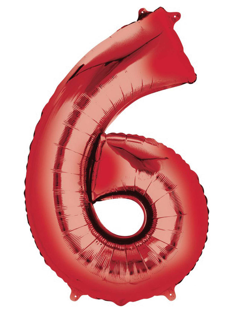 86cm Red Supershape Number 6 Foil Balloon - Main Image