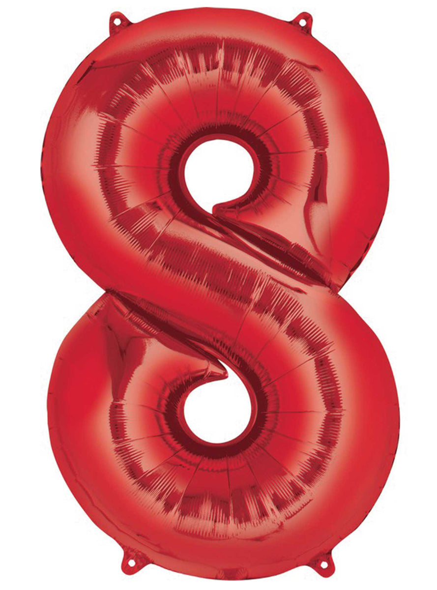 86cm Red Supershape Number 8 Foil Balloon - Main Image