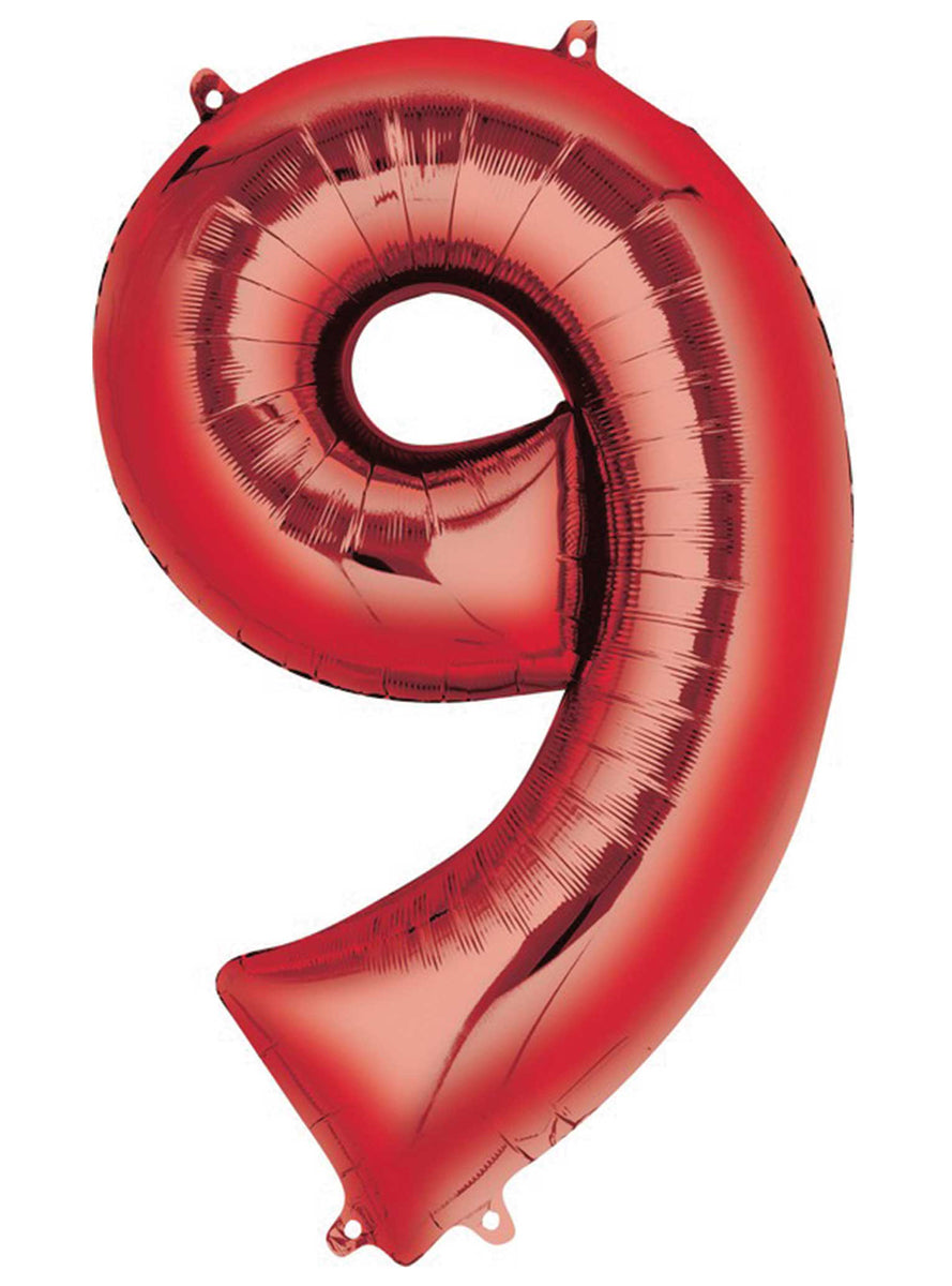 86cm Red Supershape Number 9 Foil Balloon - Main Image