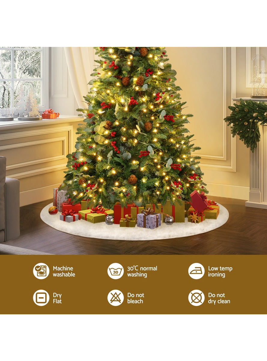 Plush Fluffy White Jingle Jollys Tree Skirt Decoration 90cm - Information Image