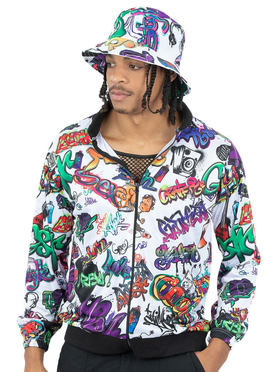 Mens 1990s graffiti print costume jacket - Main image