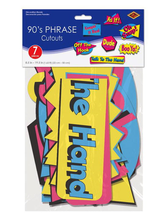 90s Phrases Cut Out Decorations - Packaging Image