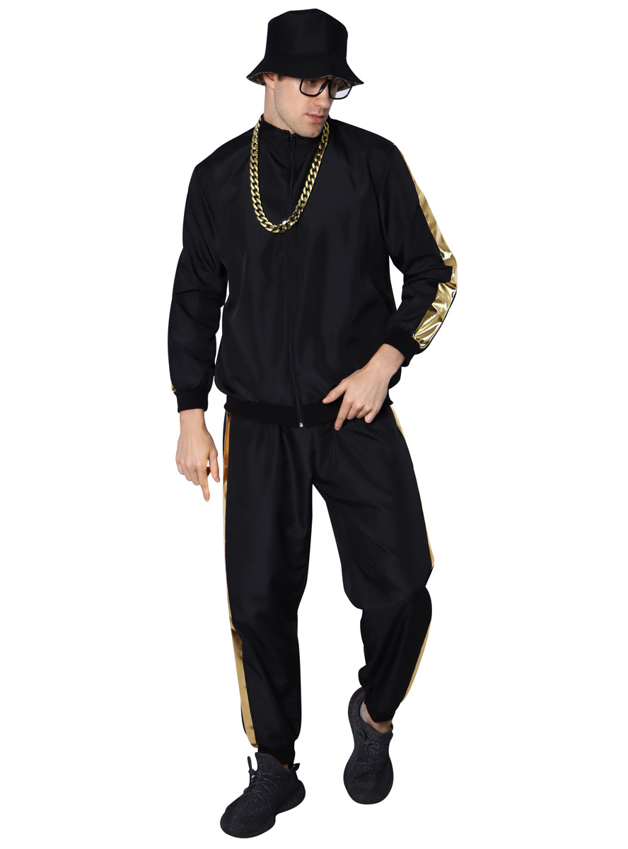 Hip Hop Mens Rapper Black Costume | 90s Rapper Costume for Men