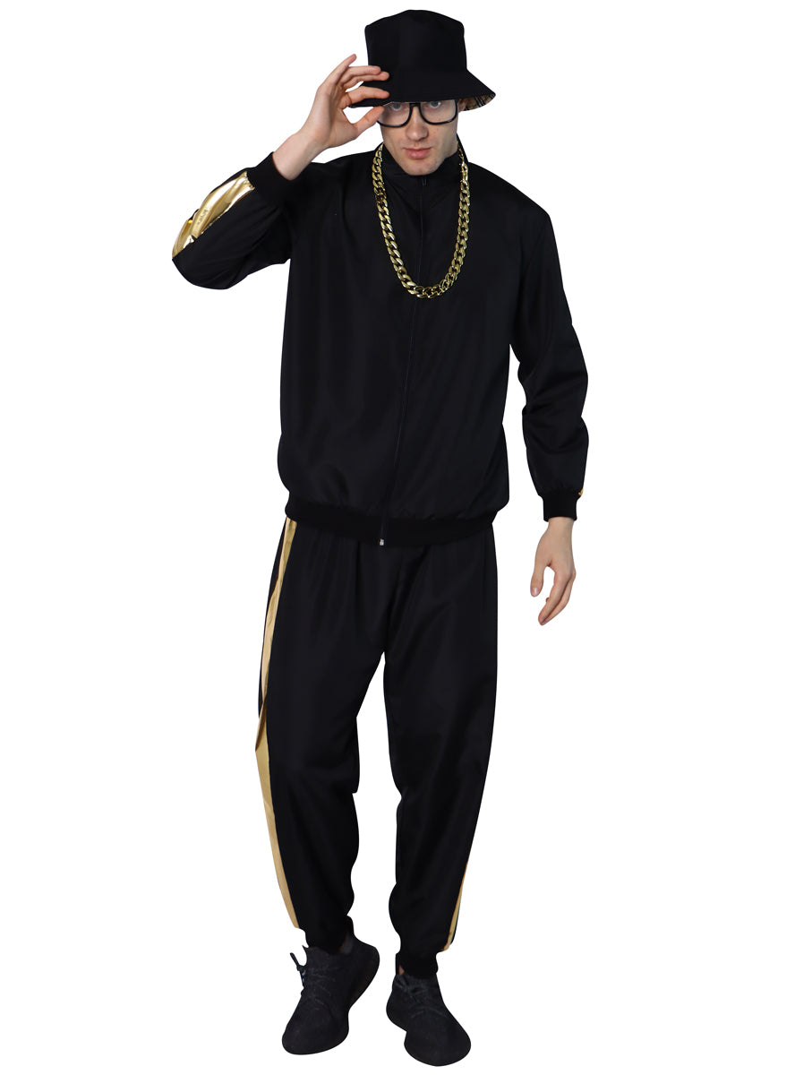 Hip Hop Mens Rapper Black Costume | 90s Rapper Costume for Men