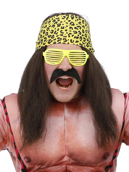 Mens 1990s wrestler costume accessory kit - Main image