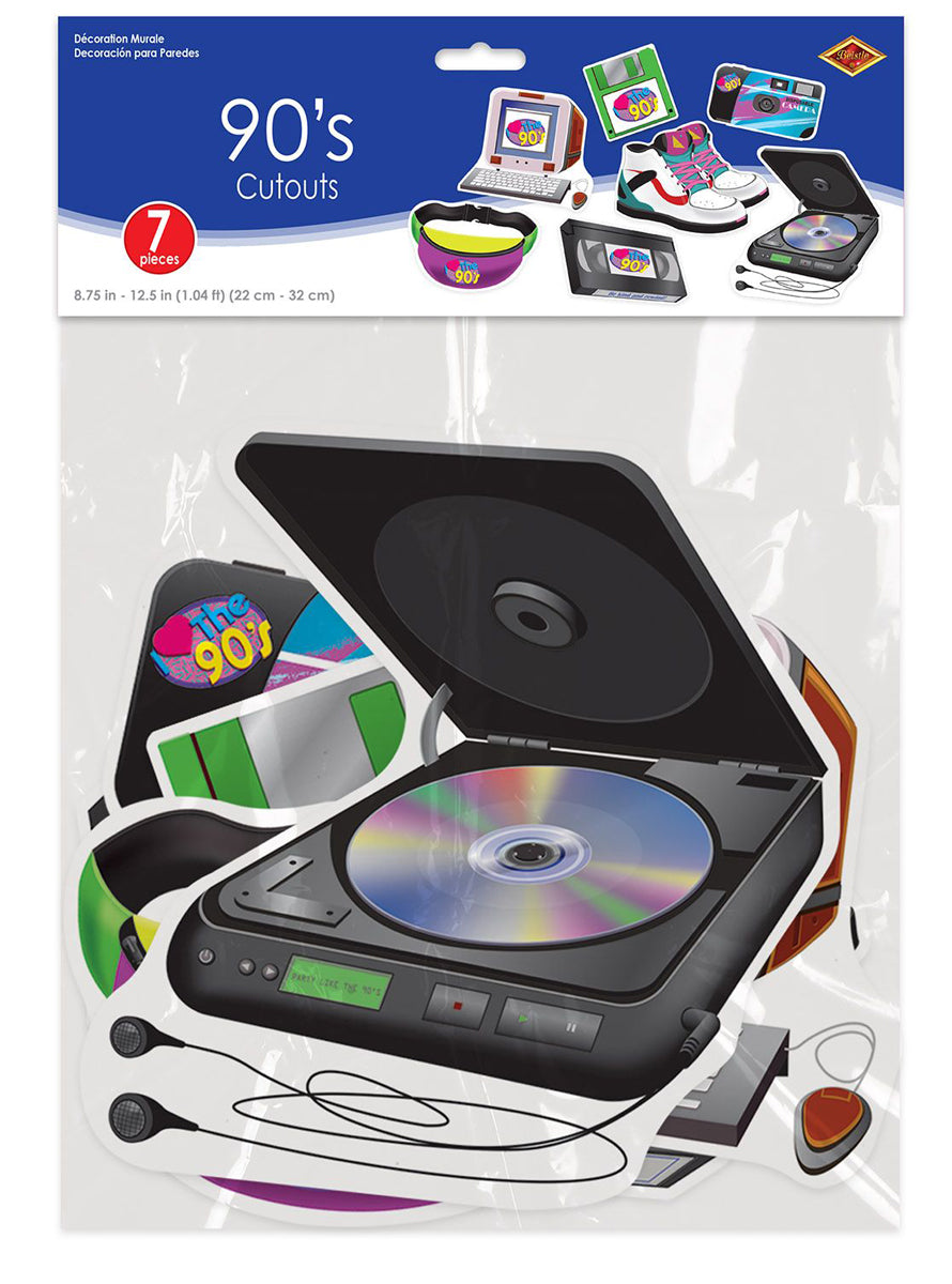 90s Party 7 Pack Cut Out Decorations — Packaging Image