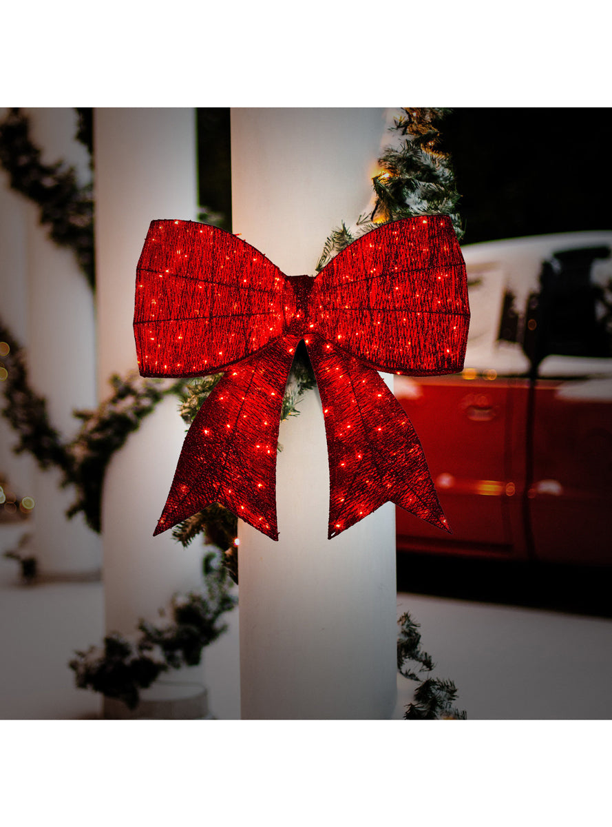 91cm Oversized Red Bow with Lights Christmas Decoration - Alternate Image 2