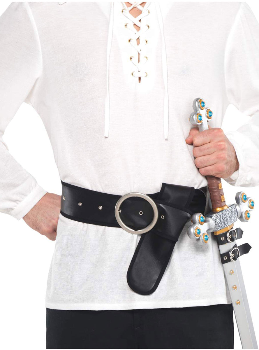 Faux Black Leather Sword Belt - Main Image