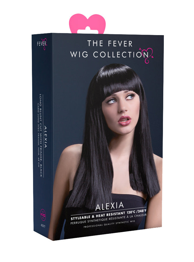 Womens Long Black Fashion Wig With Fringe - Packaging Image