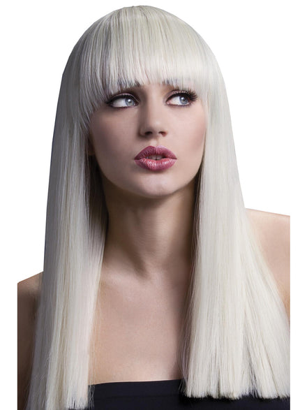 Womens Long Blonde Fashion Wig With Fringe - Main Image
