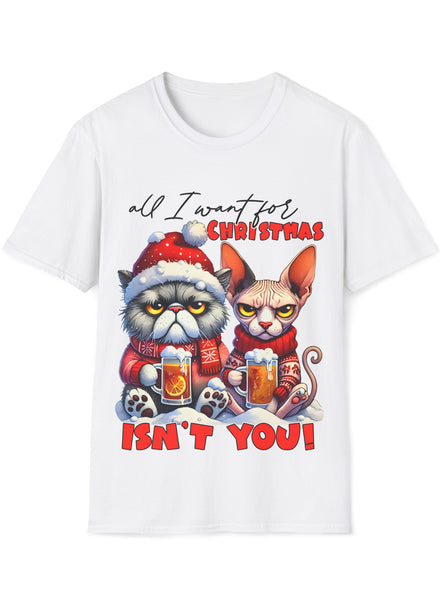 All I Want For Christmas Isnt You Adults White Plus Size Grumpy Cat T Shirt - Main Image