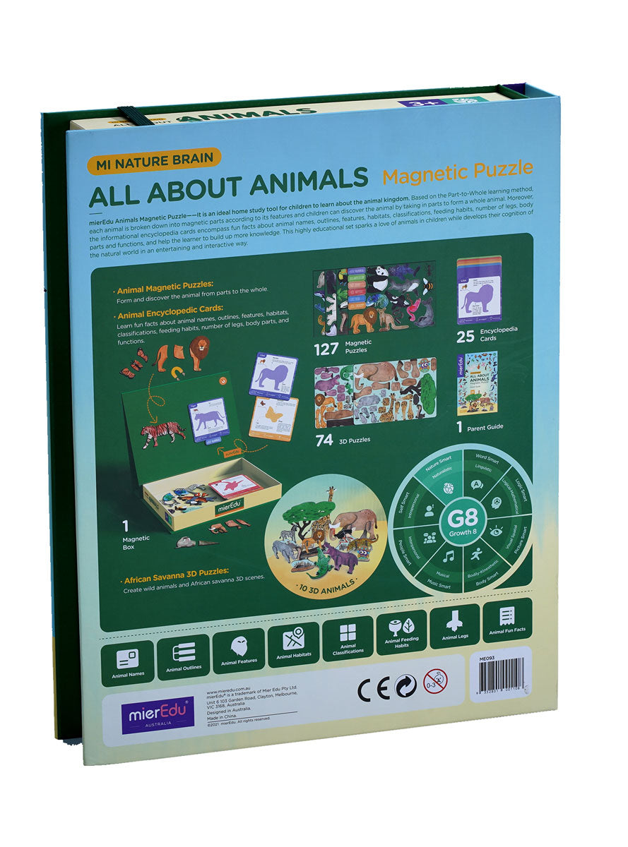 All About Animals Kids Magnetic Puzzle Set - Back Image