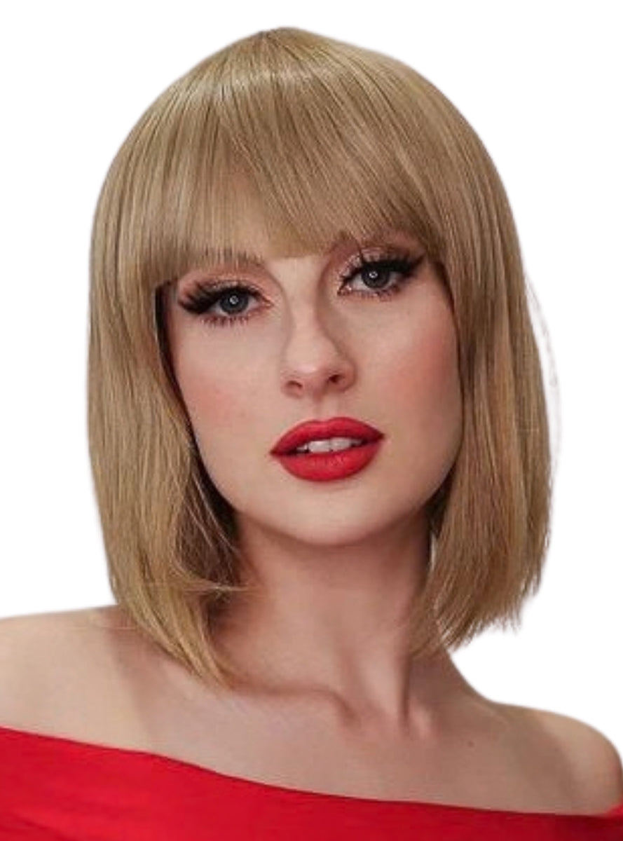 Ally Womens Heat Resistant Dark Blonde Bob with Fringe
