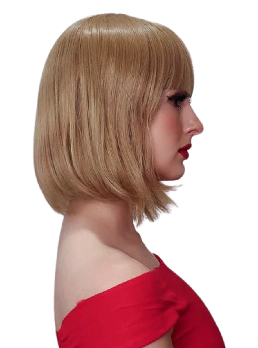 Ally Womens Heat Resistant Dark Blonde Bob with Fringe