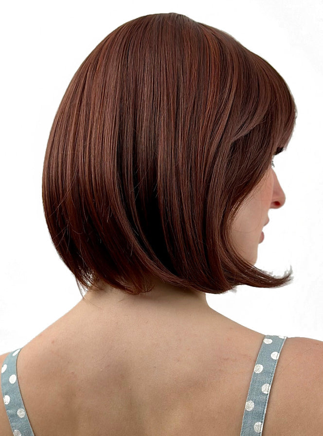 Ally Short Auburn Bob Heat Resistant Wig with Fringe - Back Image