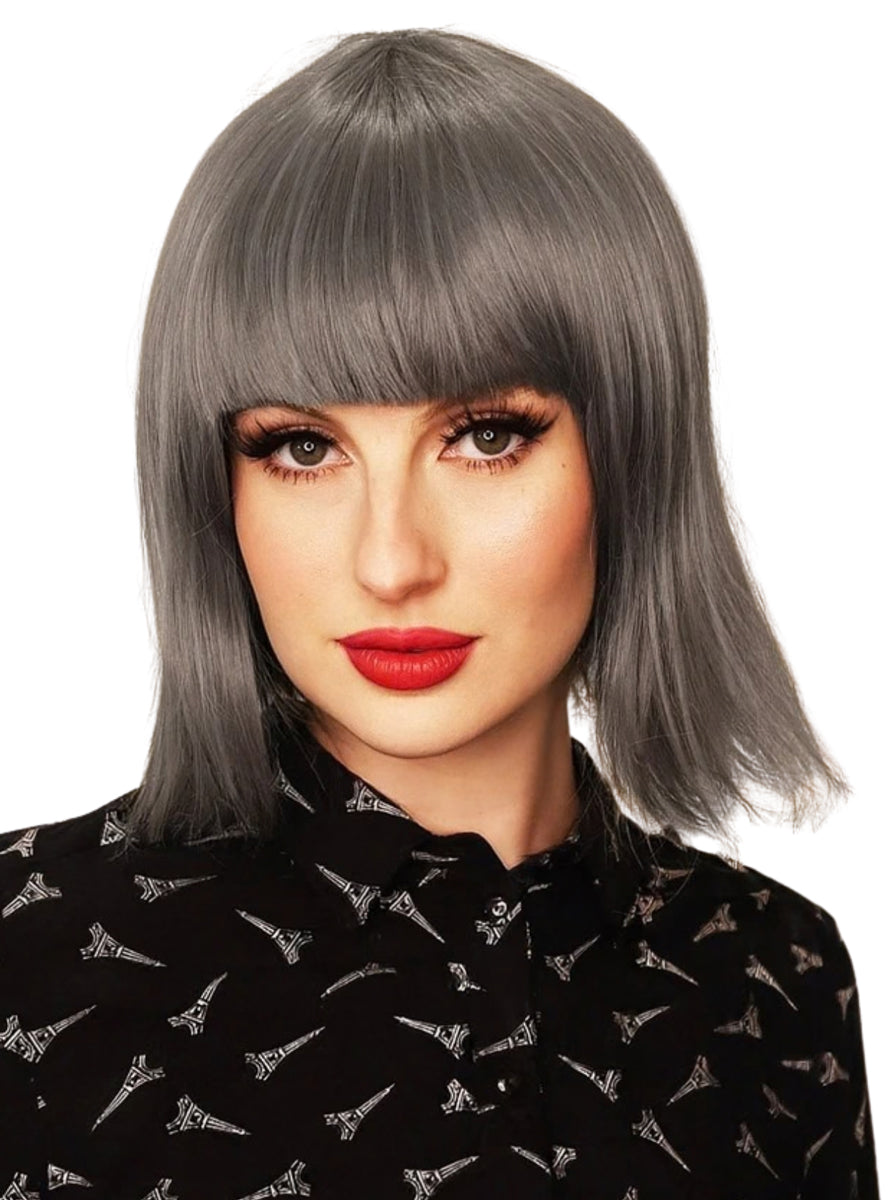 Ally Womens Heat Resistant Grey Bob with Fringe