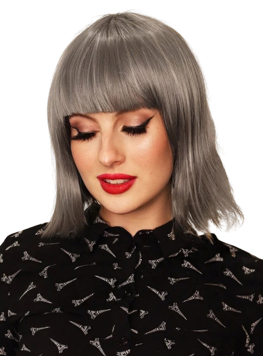 Ally Womens Heat Resistant Grey Bob with Fringe