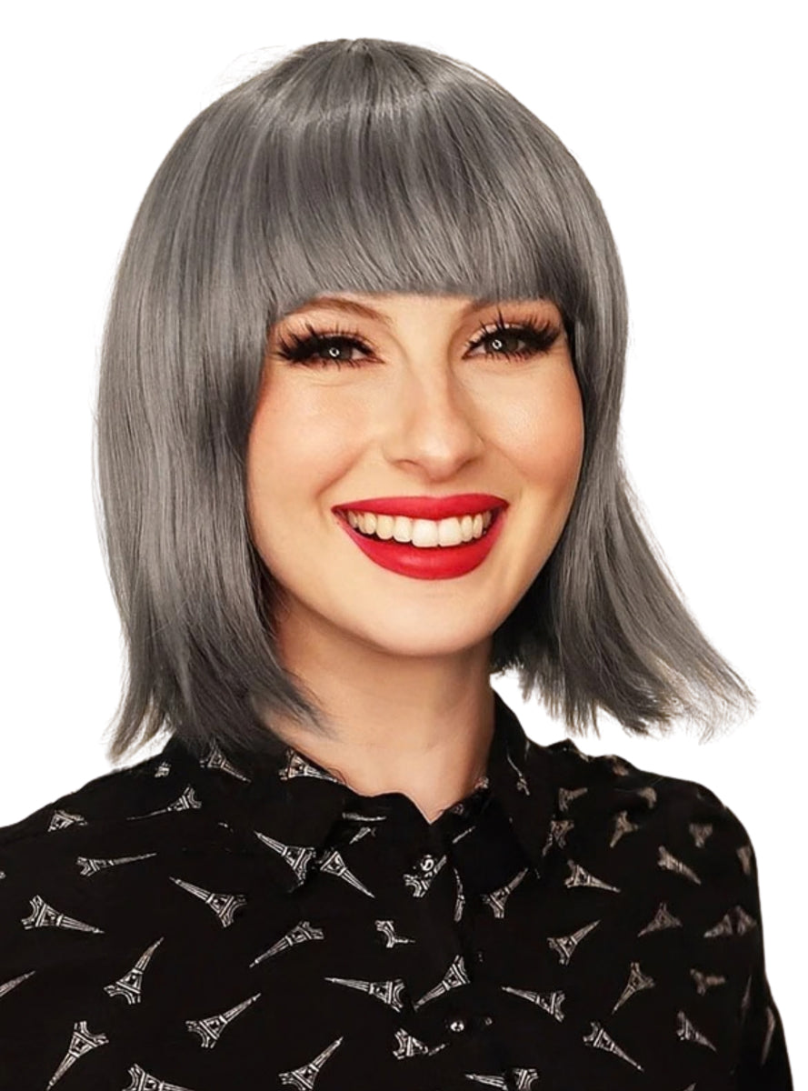 Ally Womens Heat Resistant Grey Bob with Fringe