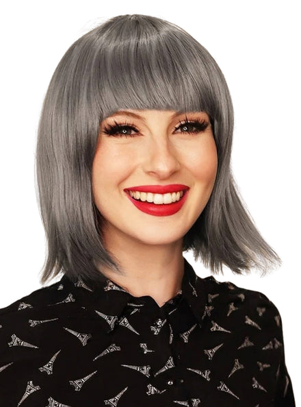 Ally Womens Heat Resistant Grey Bob with Fringe