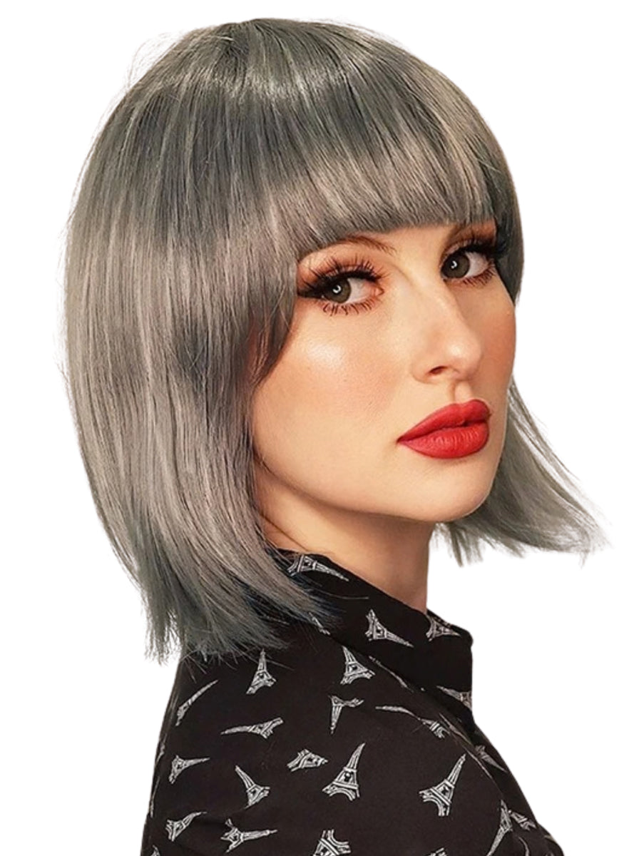 Ally Womens Heat Resistant Grey Bob with Fringe