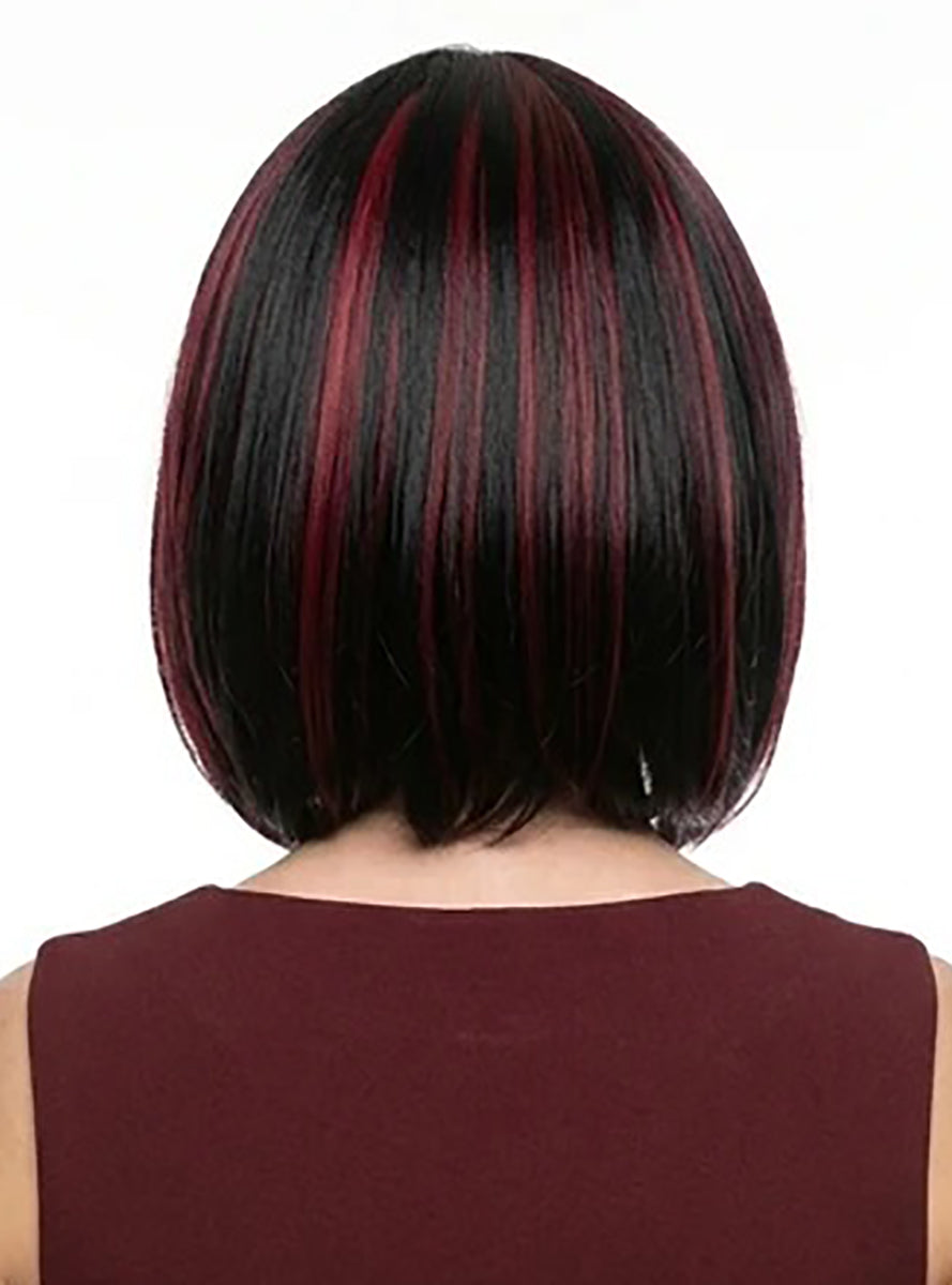 Ally Womens Heat Resistant Red and Black Bob with Fringe