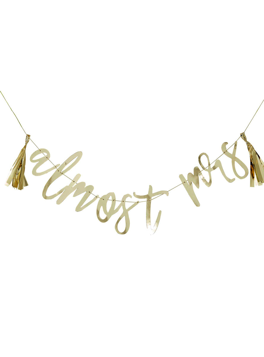 Almost Mrs 2m Long Gold Hens Party Bunting - Main Image